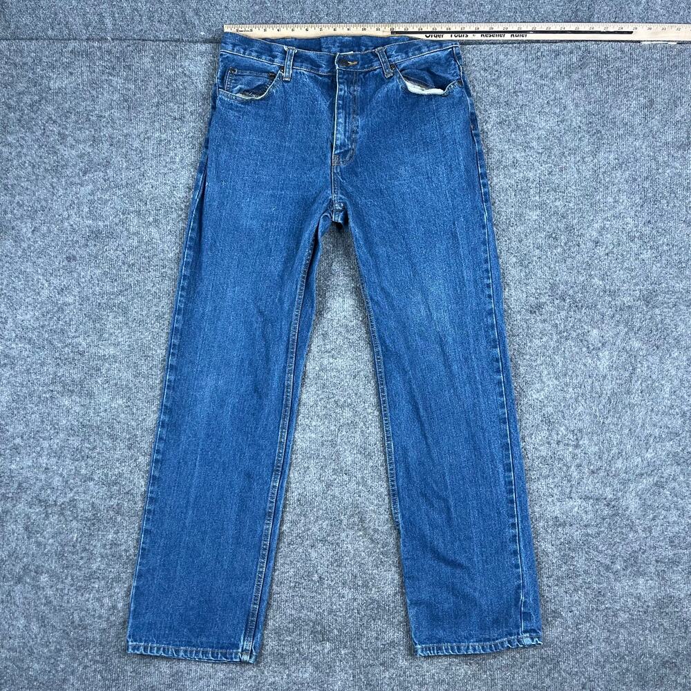 Vintage Mens Jeans 34x34 Blue Straight Leg Classic Denim Casual Everyday Wear